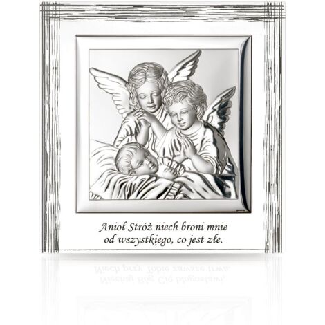 Bild eines Schutzengels, Silber, modern, über dem Bett, zwei Engel, 12x12  Größe: 12x12 cm  Artikelnummer: VL829/3