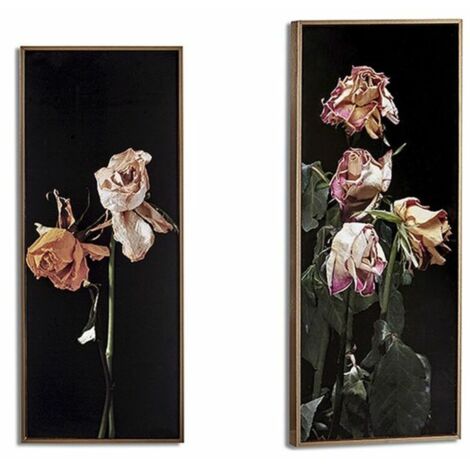Bild Golden Blomster Schwarz Spanplatte (21,2 x 2 x 51,2 cm)
