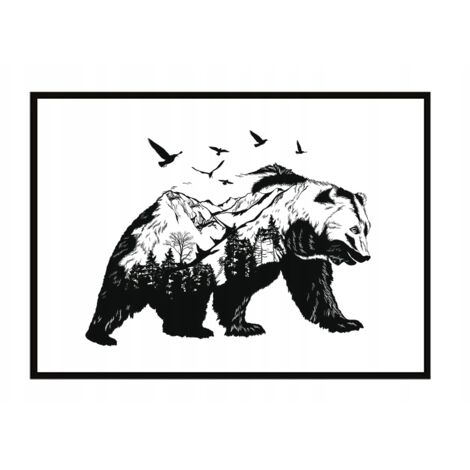 Bild Poster im Rahmen 43x33 cm Bär P1207