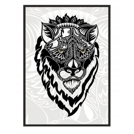 Bild Poster im Rahmen 73x53cm Tribal Löwe P591