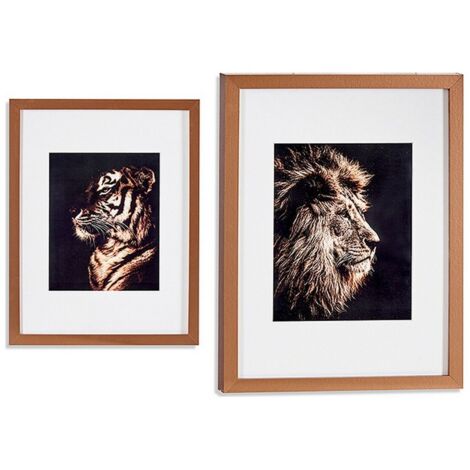 Bild Tiger Löwe Kristall Bronze Agglomerat (33 x 3 x 43 cm)