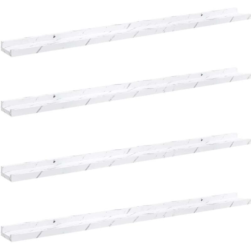 Wandregal 4 Pcs Weiß Marmor 100 X 9 X 3 Cm Holzwerkstoff Vidaxl