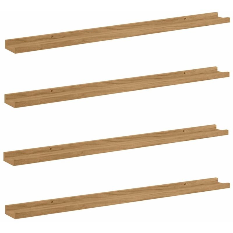 Wandregal Mit Regal 4 Pcs Braun 100 X 9 X 3 Cm Holzwerkstoff Vidaxl