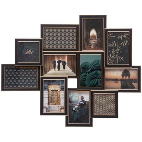 Atmosphera Bilderrahmen Collage Für 3 Fotos – Mangoholz & Glas, 40x21 Cm, Beige