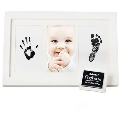 Bilderrahmen mit Babyfußabdruck – Komplettset – Originelle Geschenkidee zur Babyparty