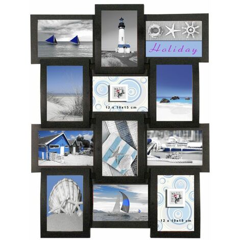 Bilderrahmen Multi Collage 12 Fotos, schwarz, 60 x 40 cm Holzrahmen