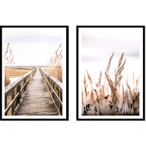 BILDPOSTER IM RAHMEN 53x73cm Diptychon 2er Set Boho Pomost P2148