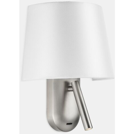 BILDSCHIRM Innenwandleuchte zur frontalen Beleuchtung Warmweiße LED Für E27-Glühbirne Weiß und satiniertes Nickel