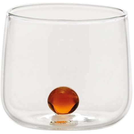 Bilia Lot de 6 Gobelets Junior en verre borosilicate couleur Jaune or, verres élégants et résistants pour liqueurs et amers, design italien raffiné