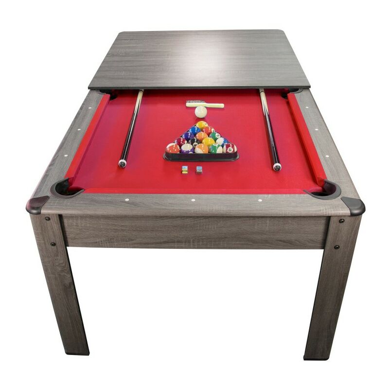 

Billar Americano AMBIANCE 7Ft - 226,5 x 126,5 x 80 cm -Con accesorios y Bandeja mesa comedor - Gris