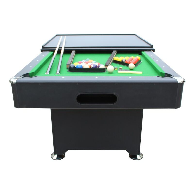 

Billar Americano convertible Mesa comedor- 213 x 121 x 80 cm - Retorno automatico de bolas y Accesorios incluidos - Negro