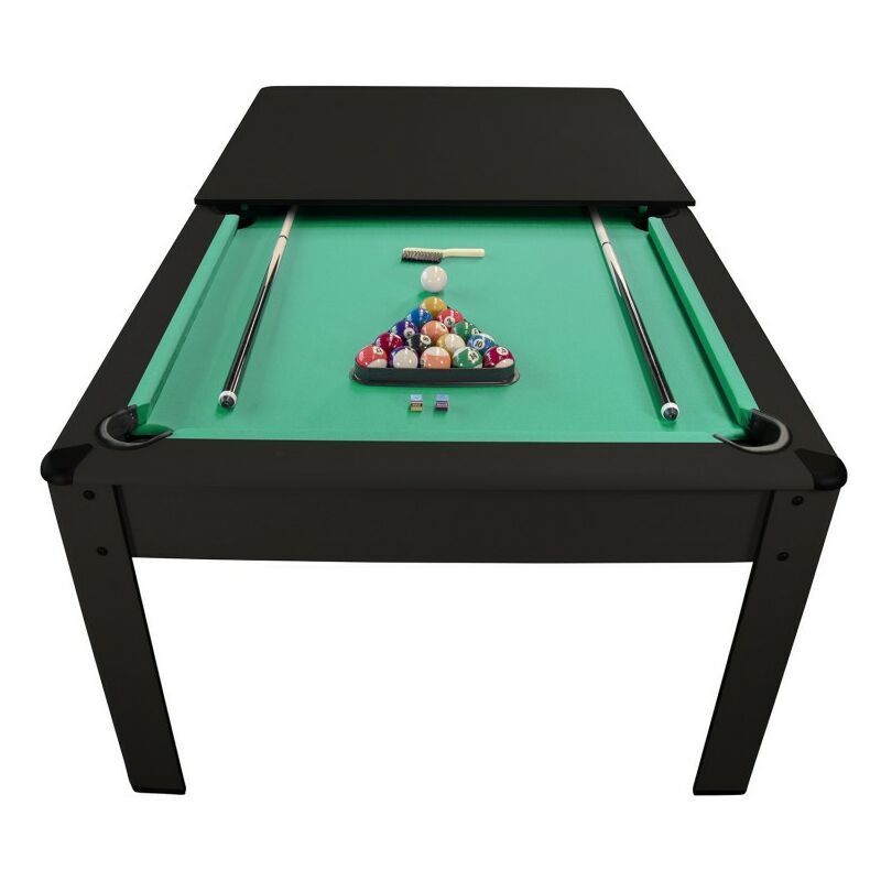 Jt2d - Billard Américain ambiance 7Ft - 226,5 x 126,5 x 80 cm avec accessoires et plateau dînatoire - Couleur Noir