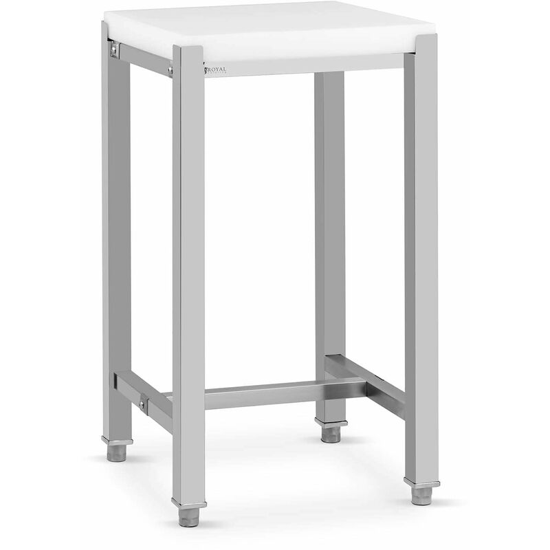 Helloshop26 - Billot boucherie 40 x 50 cm hauteur de travail 80 cm acier inoxydable / plastique (polyéthylène)