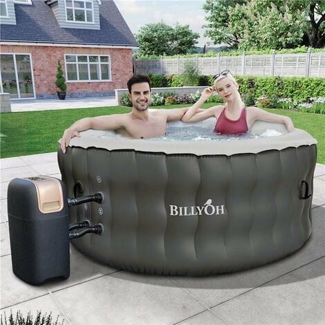BillyOh Respiro Round Inflatable Hot Tub with Jets 2-4 People - Grey