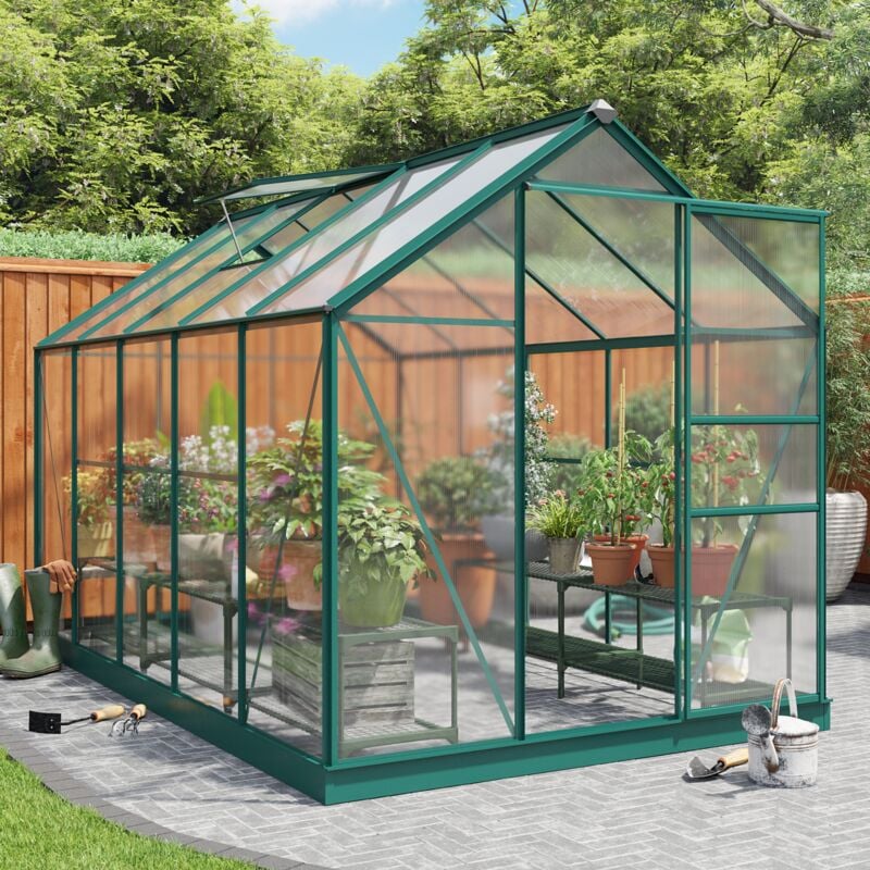 Rosette Hobby Aluminium Polycarbonate Greenhouse - 6x10 Green - Green - Billyoh