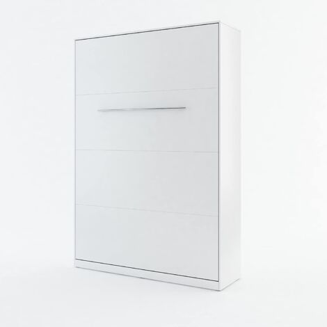 Bim Furniture – Lit escamotable 140x200 cm – Blanc mat – Système d'ouverture sécurisé – Cadre métal renforcé – Montage mural inclus