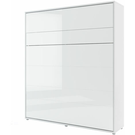 Bim Furniture – Lit escamotable vertical 180x200 cm – Blanc brillant – Dimensions plié 191x217x46 cm – Capacité 200 kg – Système de fermeture silencieux - cm191x46-228x217H