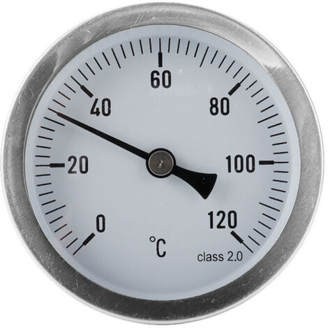 Bimetal Needle Thermometer For Heating Systems and Boilers 120 Degrees Type 1/2'' Back Connection Chrome Plated Steel Sheet