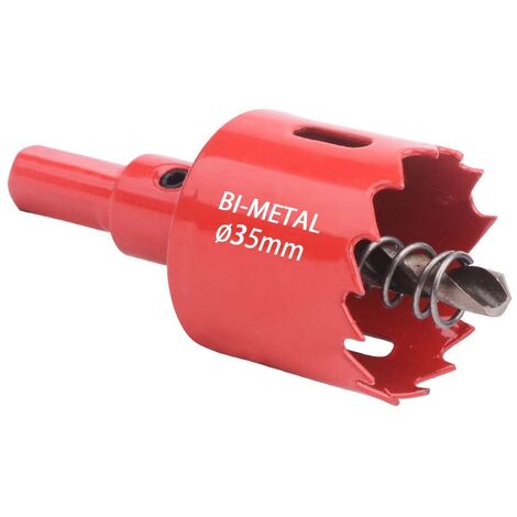 Bimetall-Lochsäge, Holz-Lochsäge Ø35 mm, Lochsägen-Zentrierbohrer, zum Bohren von Kunststoff, PVC, Holz, Faserplatten, weichem Metall