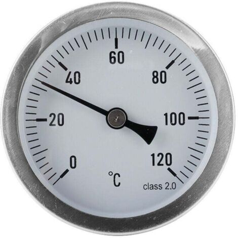 Bimetall-Nadelthermometer für Heizungsanlagen und Boiler 120 Grad Typ 1/2'' Rückanschluss Stahlblech verchromt