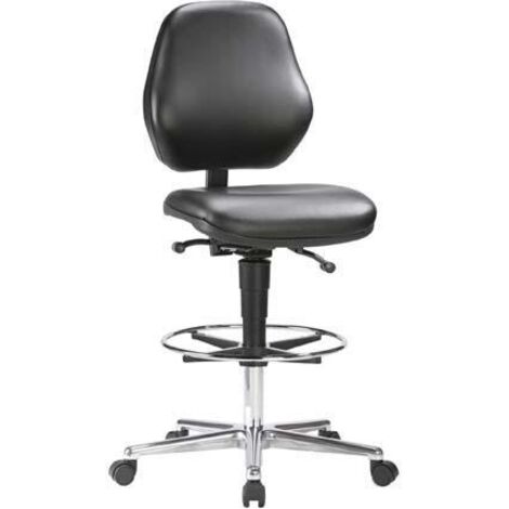bimos Arbeitsstuhl Kunstleder schwarz Sitzhöhe 620-870 mm mit Rollen / Fußring