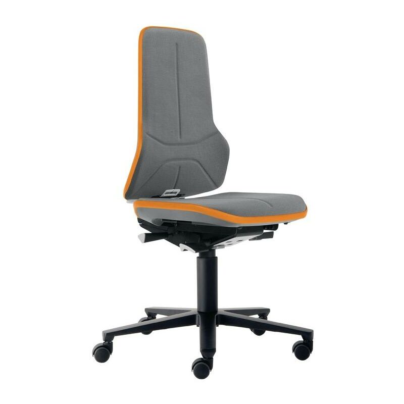 Chaise d'atelier pivotante Neon rouleaux tissu Supertec gris orange 450-620 mm
