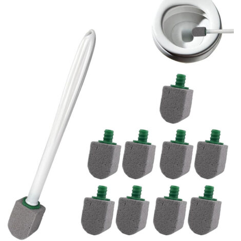 Bimsstein-Toilettenbürste, 10 nachfüllbare Bimsstein-Reinigungspads mit wiederverwendbarem Griff, für Toiletten und Waschbecken, Grau