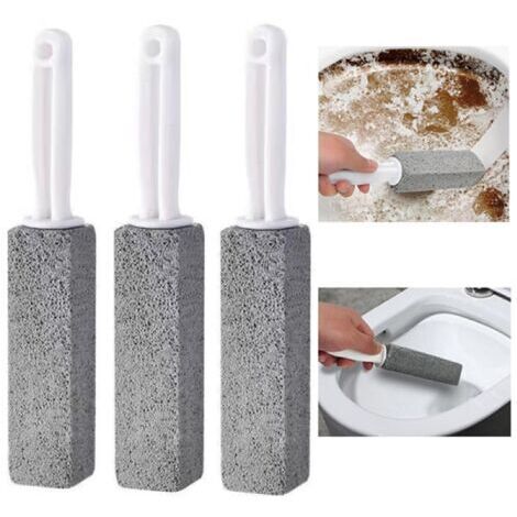 Bimsstein-Toilettenbürste 3-teilig (grau, 3,8 x 3,8 x 23,5 cm), Haushalts-Toilettenreinigung, grauer Kalk