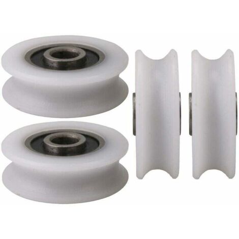 Binari e accessori per porte e finestre scorrevoli. Accessori per porte scorrevoli. Set di 4 rulli in nylon con gola a U, 1244 x 15,7 mm, per porte scorrevoli.