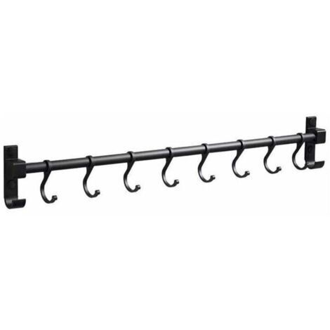 Binario da cucina in alluminio, portautensili da cucina da parete da 50 cm con 8 ganci