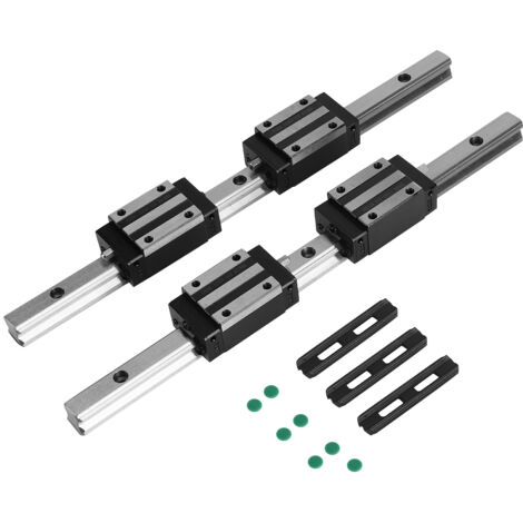 Binario di guida lineare in ghisa HG15-300mm da 2 pezzi con blocco di scorrimento con cuscinetto HGH15 da 4 pezzi nero