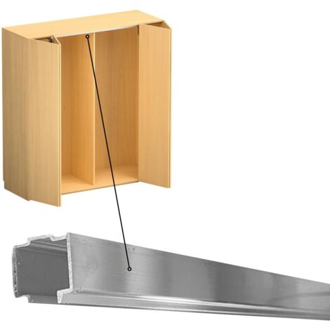 Kit Binario Porte Scorrevoli Per Armadi - 3 Guide In Alluminio, Montaggio Facile, Per Porte Spesse 15-18 Mm, Design Senza Scanalature