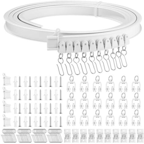 Binario flessibile per tende da soffitto, binario per tende curvo da 3 metri con rulli silenziosi, supporto pieghevole da parete a soffitto per divisorio di stanze, tende, camera da letto, balcone