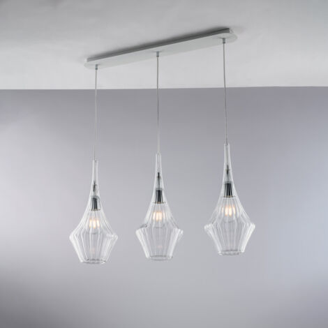Binario in ferro con vetri trasparente pyrex 3 luci H.49 - MAX 149 - L.75 X 10