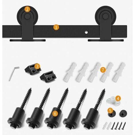 N.D. BINARIO IN KIT COLORE NERO PER PORTA 96X220 H cm LUNGHEZZA BINARIO: 200 cm