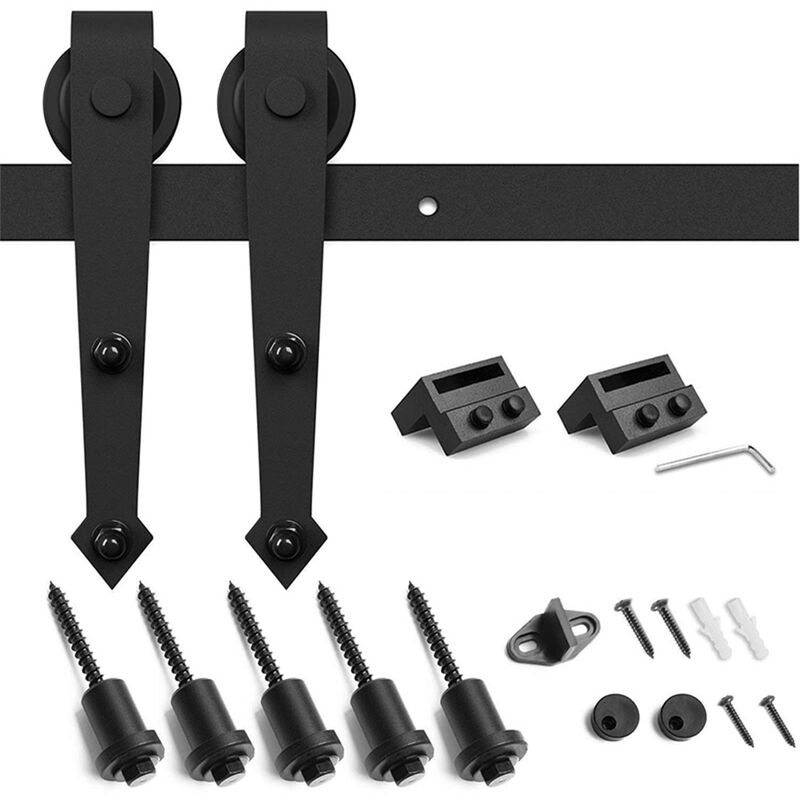 Image of Haloyo - Binario per Porta Scorrevole Kit Scorrevole Porta Acciaio Scivolante Barn Hardware Door Kit 183cm