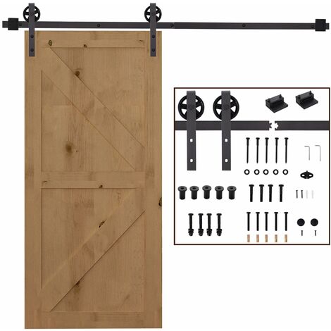 Binario per Porte Scorrevoli 183x4x0,6 cm con Kit di Accessori Nero