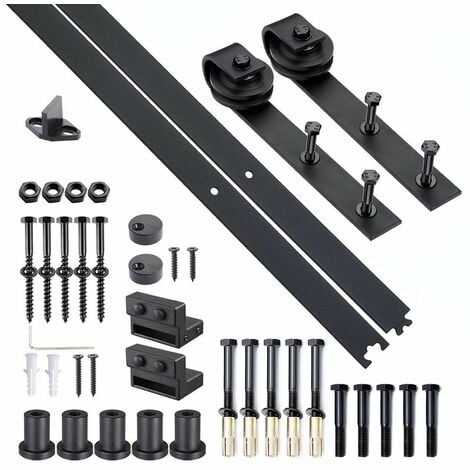 Binario Per Porte Scorrevoli Con Kit Di Accessori In Acciaio Al Carbonio 200x4x0.6 Cm
