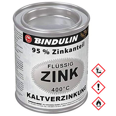 BINDULIN-WERK H.L.SCHÖNLEBER GMBH Bindulin Flüssig Zink Silber 95 Prozent Zinkanteil Metalldose 125ml