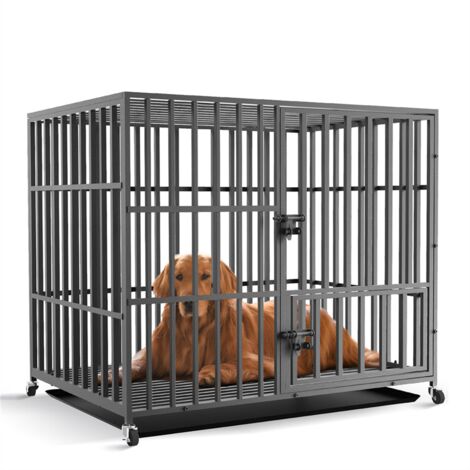 Bingo Paw – Cage pour chien grande taille XL 107 x 88 x 77 cm – Fer résistant à la corrosion – 3 portes – 4 roues verrouillables