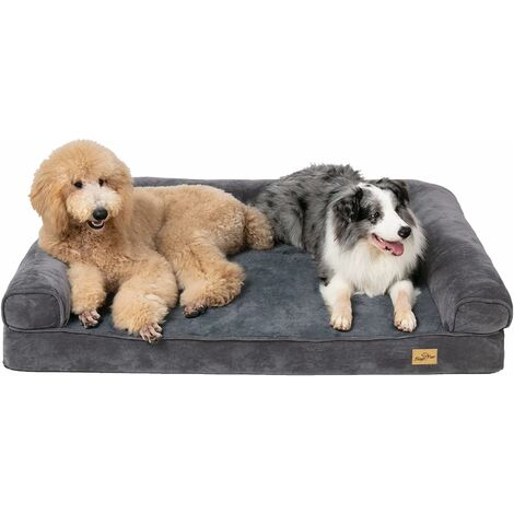 Bingo Paw – Panier pour chien XL 120x90 cm – Lit apaisant en mousse à mémoire de forme – Housse lavable et étanche – Bord rembourré en peluche douce