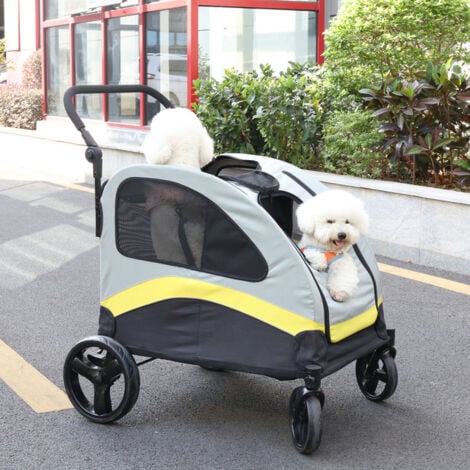 BINGO PAW BingoPaw Large Dog Stroller Buggy Heavy Duty Pet Doggy Pram Divided for 2 Dogs