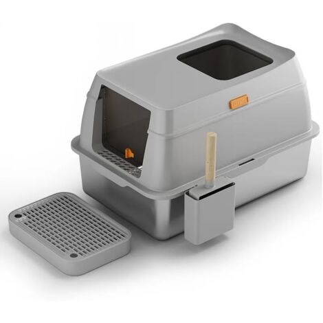 BingoPaw Lettiera Toilette per Gatti: Acciaio Inox Chiusa per gatto a 10 kg Antiodore, Facile da Pulire