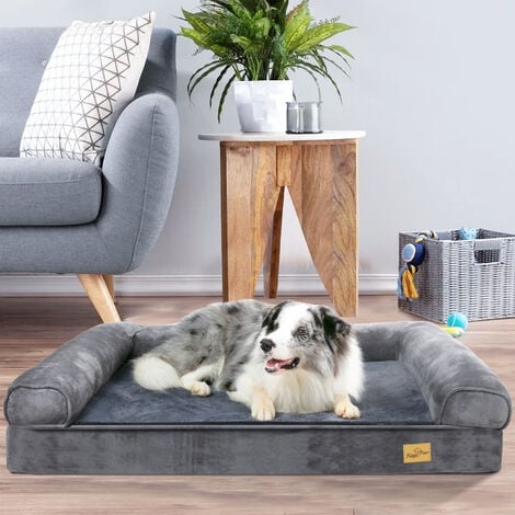 BINGO PAW BingoPaw Orthopädisches Hundebett mittelgroße Hunde, Hundesofa für kleine Hunde, Ergonomisch Hundecouch mit Schwammkissen 8cm dick, waschbar rutschfest Hundebetten 80x60cm, grau