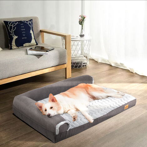BingoPaw Orthopedic Dog Bed Chaise Lounge Pillow Headrest Pet Bed Sofa, Large 100 x 75 x 8cm