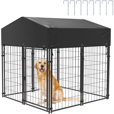 BingoPaw Parque para Mascotas Perros Corral con Toldo Impermeable para Exterior, 120 x 127 x 134cm