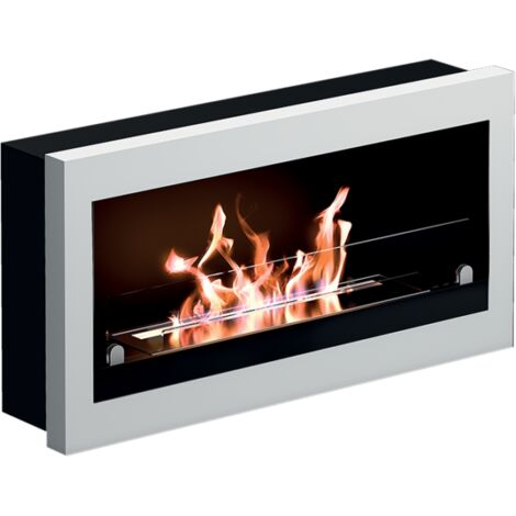 Bio-cheminée murale / encastrée Verona blanc 3 kW – verre trempé, brûleur 2,9 L réglable – Tecno Air System