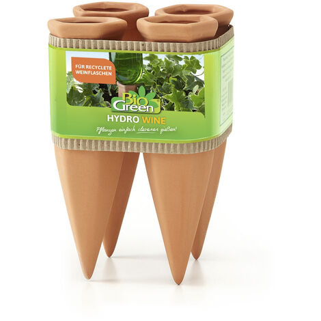 Bio Green Cône en argile verte bio "Hydro Classic" pour bouteilles de vin, lot de 4