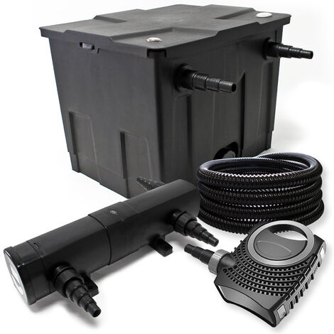 Bio-Kit de filtración con filtro UV clarificador 12000l, 18W 115W, bomba y 25 m Jardin
