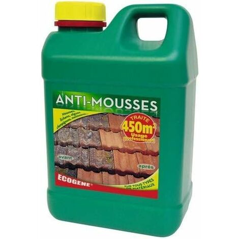 Bio-mousse concentrée 2L pour toiture et façade – Action préventive et curative contre mousses et algues – Surface jusqu'à 450m² - Eco2l